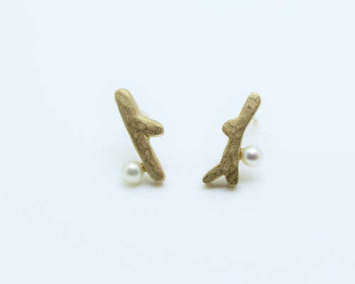 さんご、ピアス、amami,markonagasghimajewelry,あわ,bubble,イエローゴールド、あこや真珠